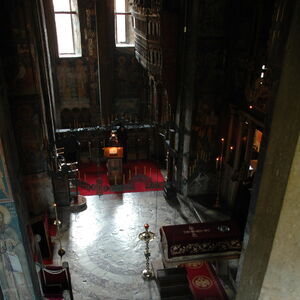 View from the top: choirs and nave