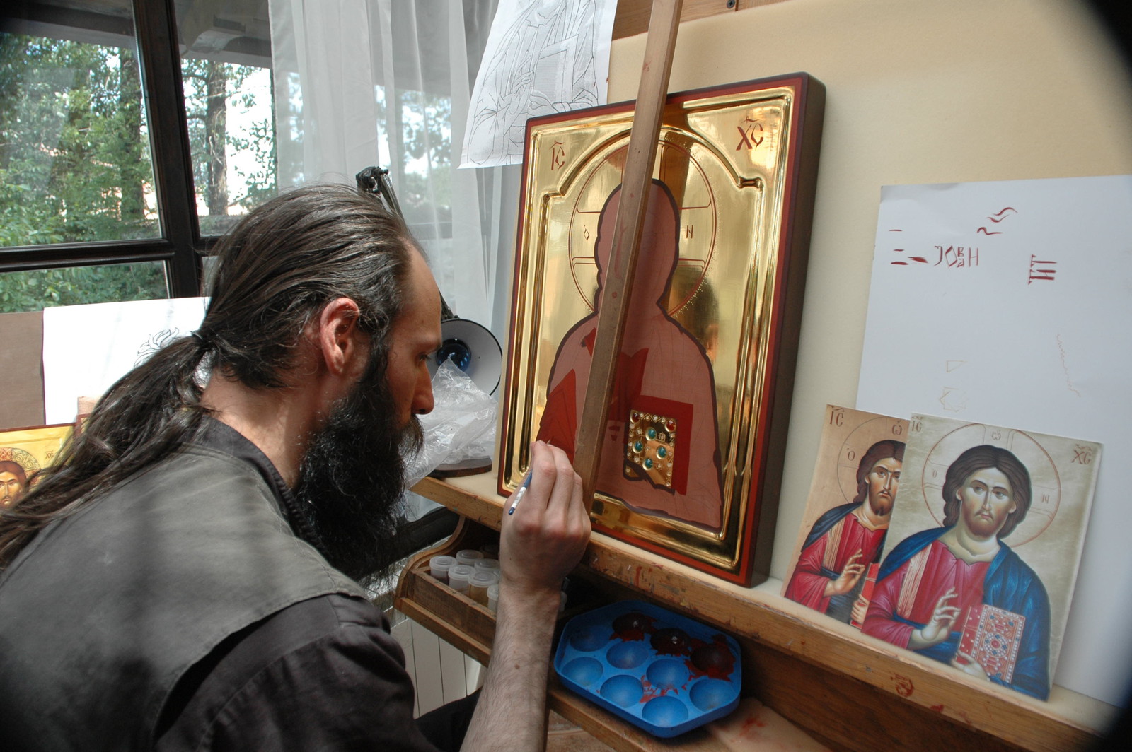 Father Ilarion painting icons 8