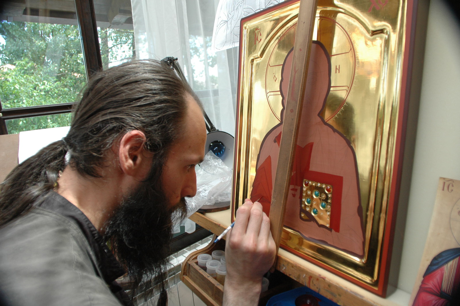 Father Ilarion painting icons 2