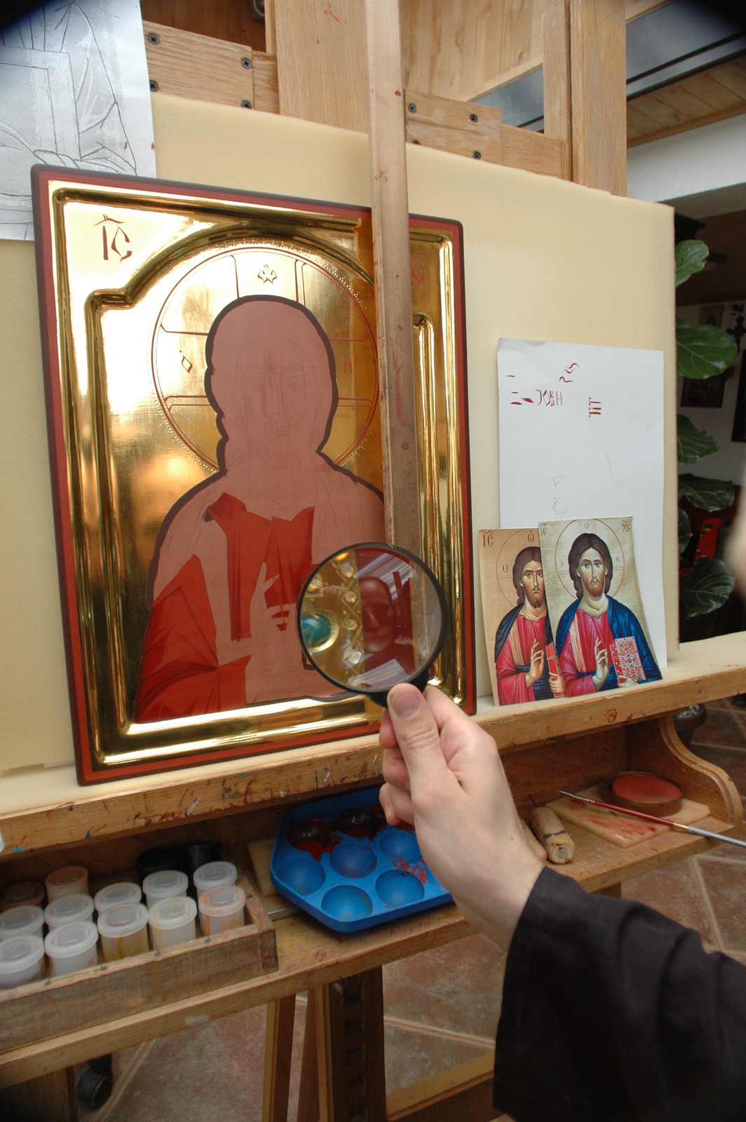 Father Ilarion painting icons 10