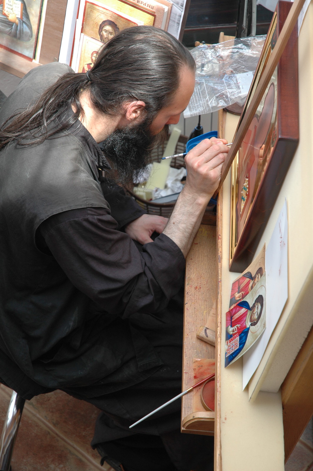Father Ilarion painting icons 15