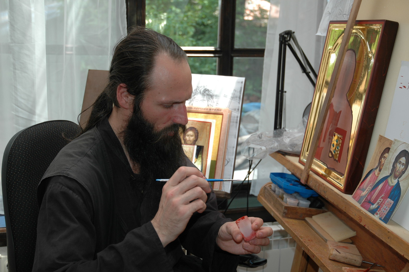 Father Ilarion painting icons 18