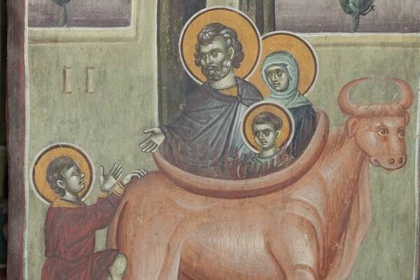 St. Jevastati with his wife and children died in a red-hot copper ox