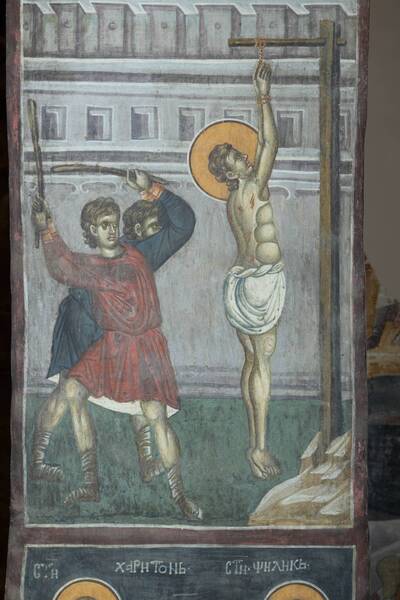 St. Martyr Sozontus hanged on a tree and was beaten to death