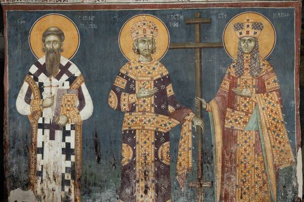 St. Sava, the first Serbian archbishop, Emperor Constantine and Empress Jelena