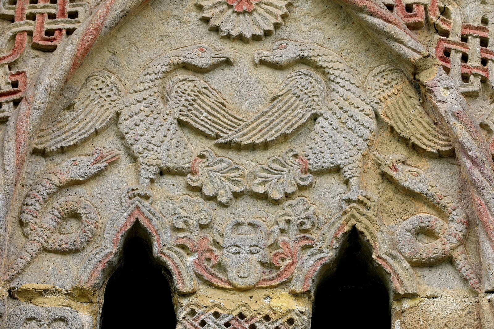 Bifora on the Еast Part of the North Wall with a Representation of Eagles and Snakes, detail