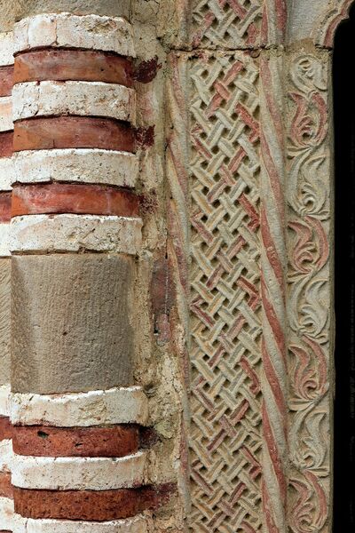 Bifora on the South chantry with a Representation of a Griffin, detail