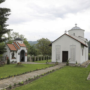Southwest view of the church and the church yard