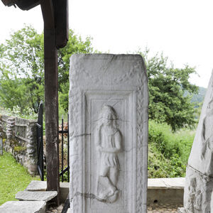 Roman tombstone of Aurelio V[ictor] with the figure of Attis