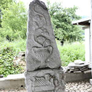 Pyramid-shaped Roman tombstone