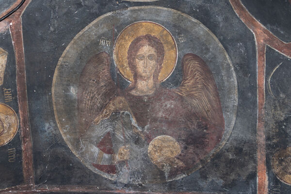 Archangel Michael in a medallion, detail