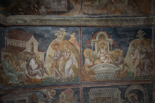 Luke and Cleopas with the Apostles and the Road and Supper at Emmaus