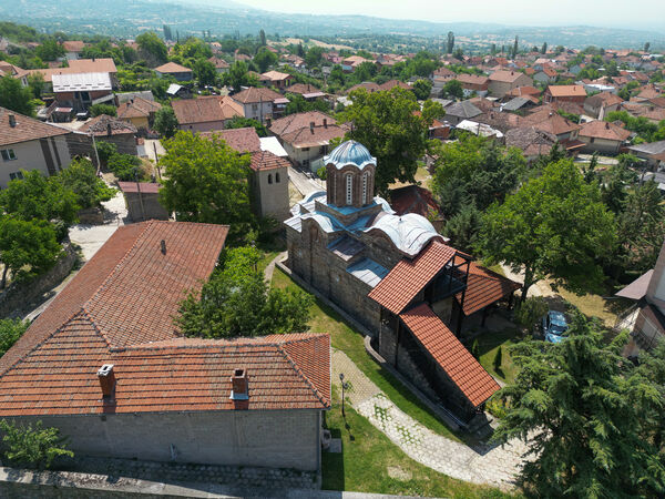 View of the church and surrounding buildings