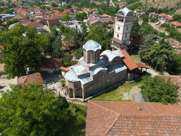View of the church and surrounding buildings