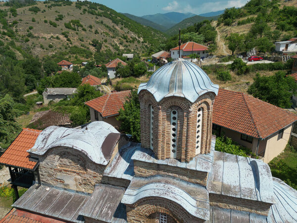 View of the church and surrounding buildings