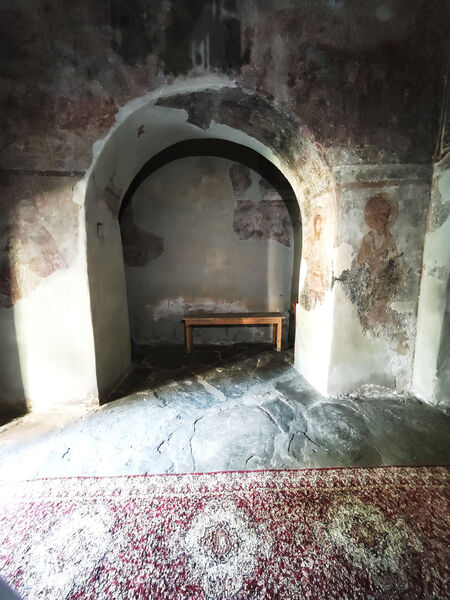 View of the north wall of the narthex and the north chapel