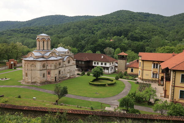 View of the church and courtyard from the northeast