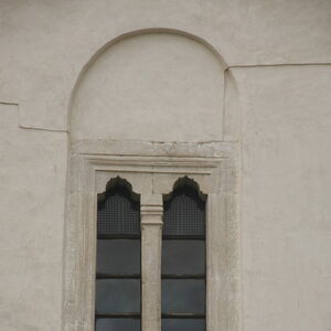 Mullioned window (bifora) on the north wall of the narthex
