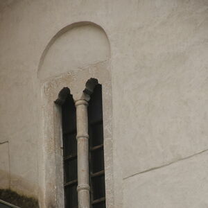 Mullioned window (bifora) on the north wall of the exonarthex