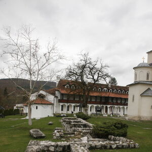 The building remains on the south side of the courtyard