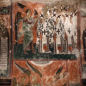 Fresco paintings on the southern wall of the exonarthex