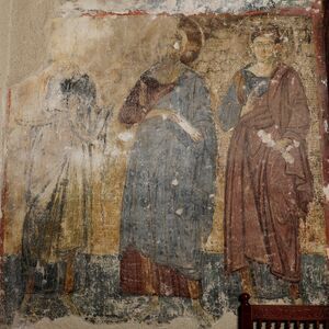 Two unidentified apostles and Apostle Thomas