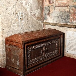 Reconstructed sarcophagus that housed the relics of St Sava