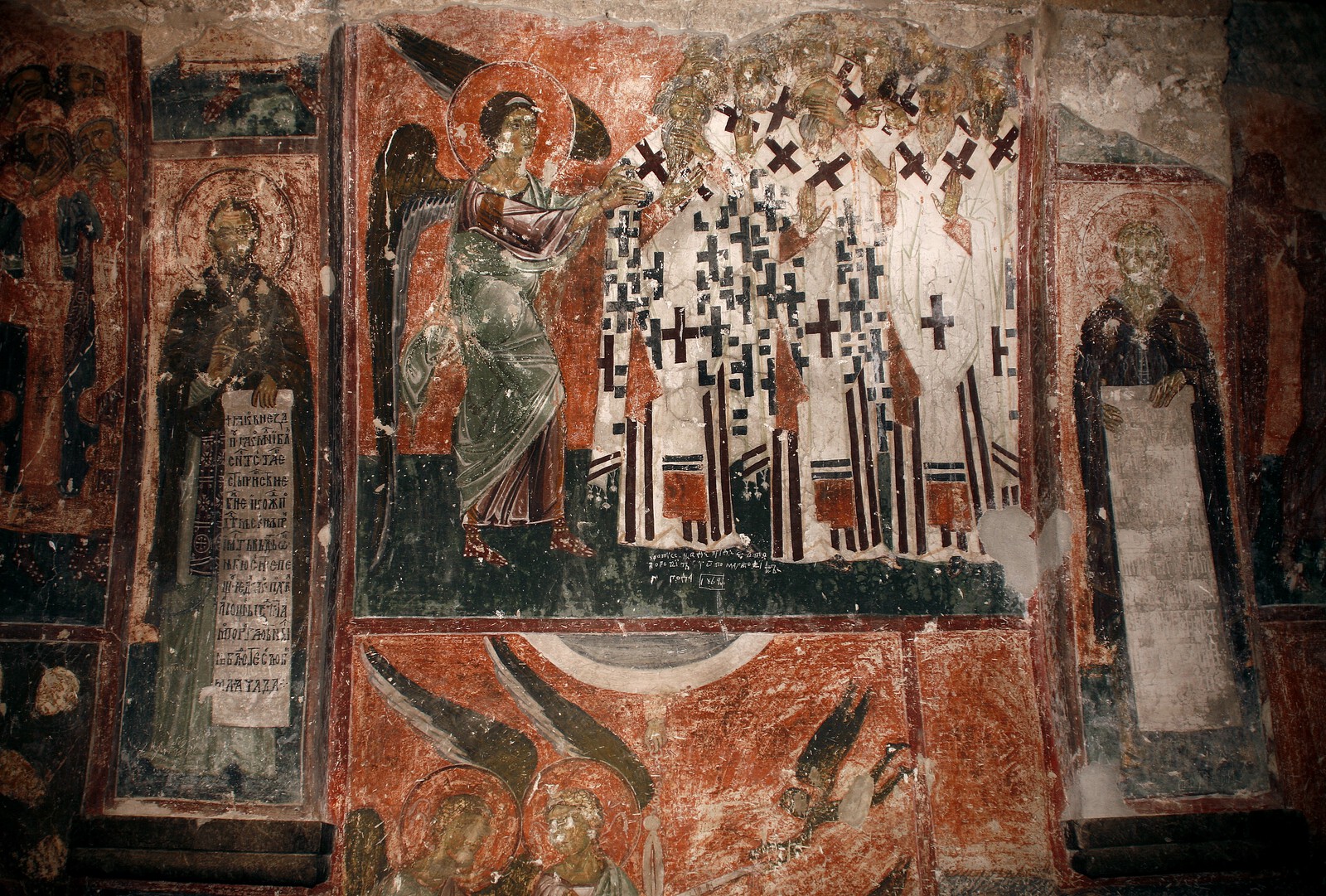 Fresco paintings on the southern wall of the exonarthex