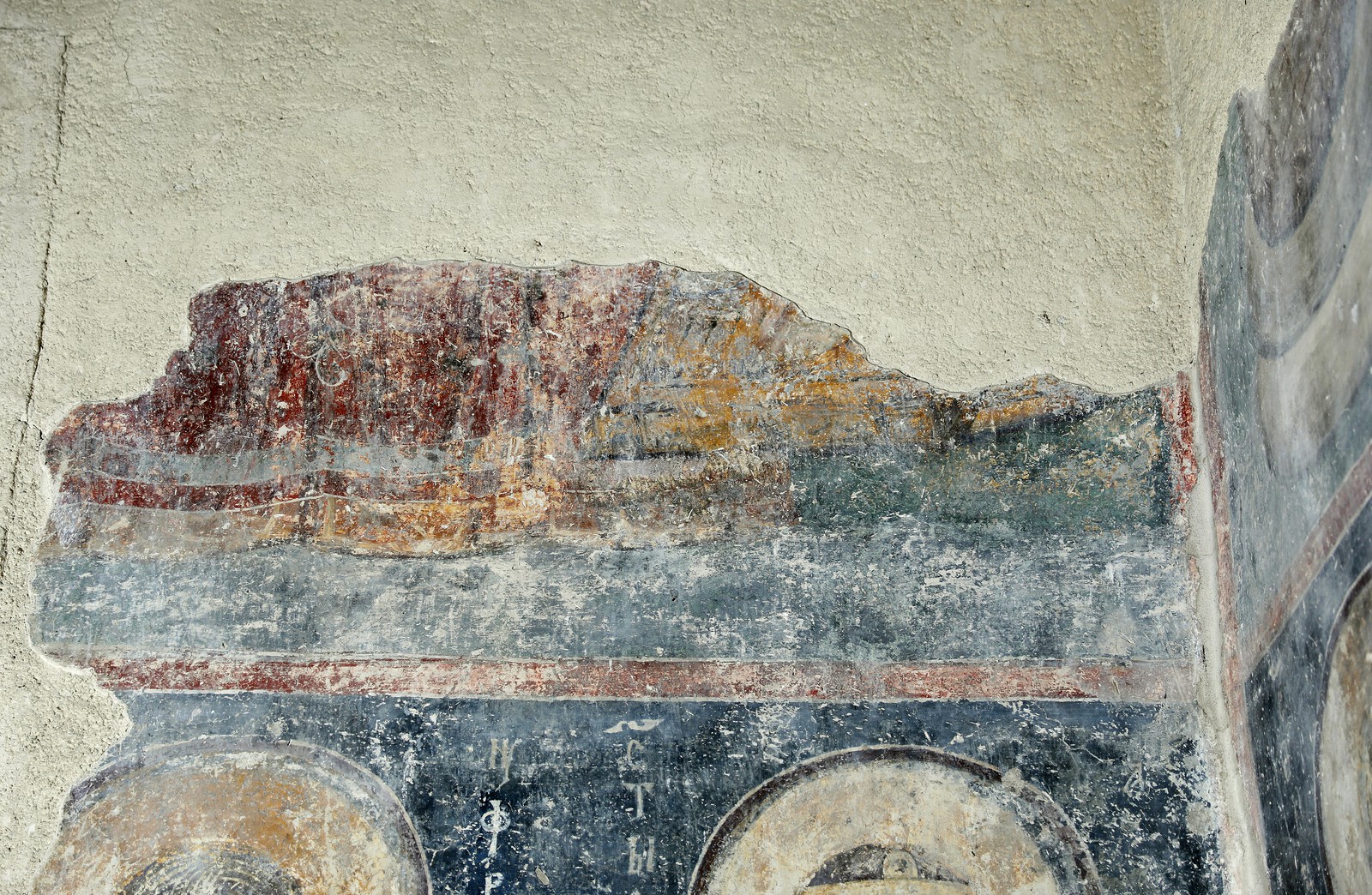 Remains of an unidentified scene, eastern part of the south wall, between 1222 and 1227