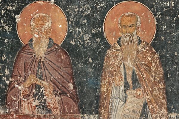 Sts. Theodosius the Cenobiarch and Euthymius the Great, detail