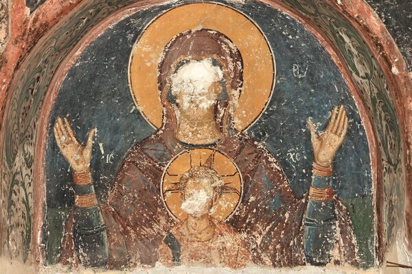 The Mother of God with Christ in front of her chest