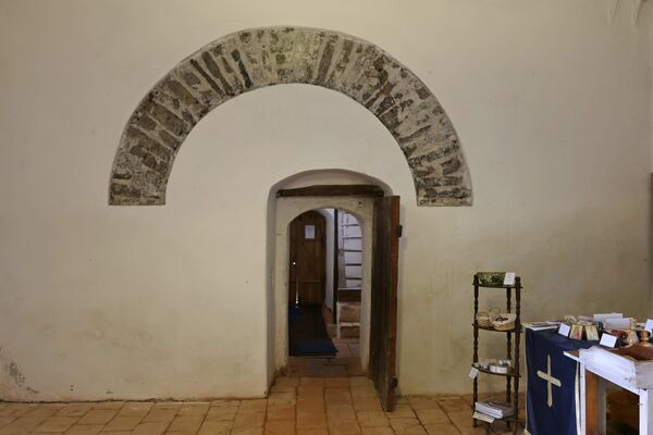 West wall and entrance to the narthex