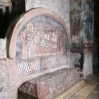 Fresco of The Burial Service, Tomb and Sarcophagus of Archbishop Arsenios II