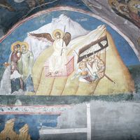 The Myrrhbearers at Christ's Tomb
