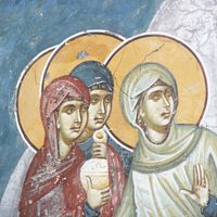 The Myrrhbearers at Christ's Tomb