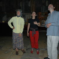 Jelena, Goca and Zoran take a look at frescoes in the Narthex