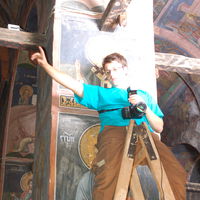 Taking photos inside Patriarchate of Pec