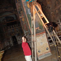 Taking photos inside Patriarchate of Pec