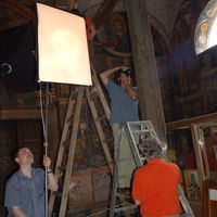 Taking photos inside Patriarchate of Pec