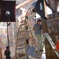 Taking photos inside Patriarchate of Pec