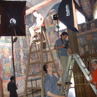 Taking photos inside Patriarchate of Pec