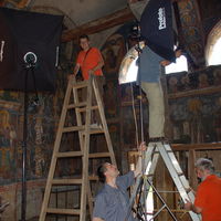 Taking photos inside Patriarchate of Pec