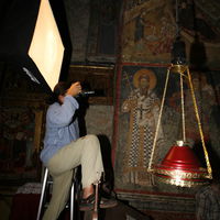 Taking photos inside Patriarchate of Pec