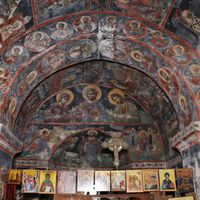 View of the triumphal arch and upper part of the Altar