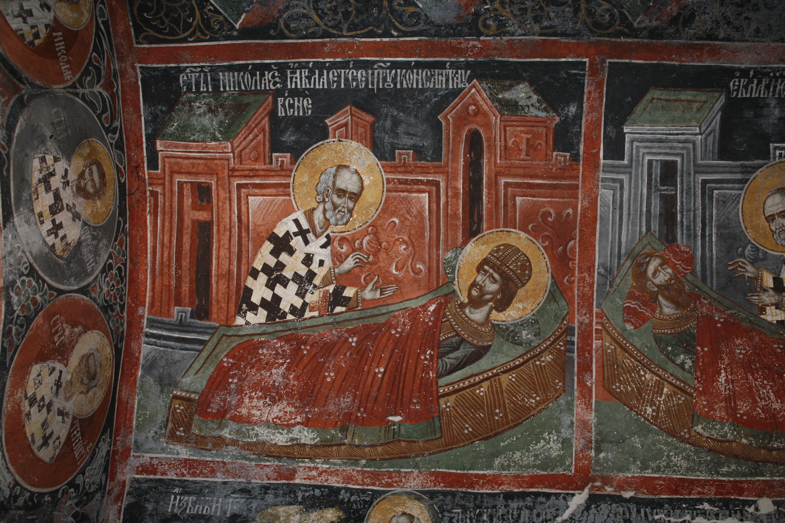 St. Nicholas appears to emperor Constantine in a dream