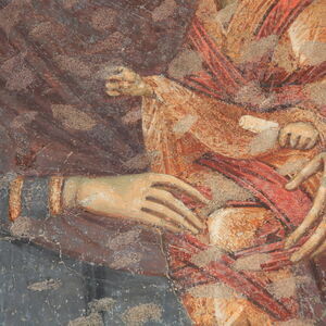 Богородица помоћница сиротана са Христом на рукама, детаљ