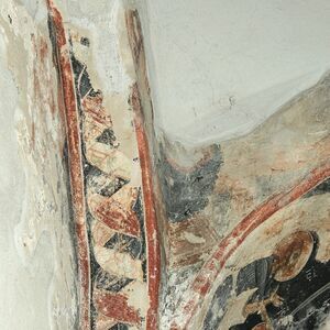 Remnants of fresco decoration of the uppermost section of the naos, southwest part