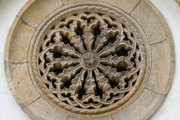 The rosette of the western facade of the church
