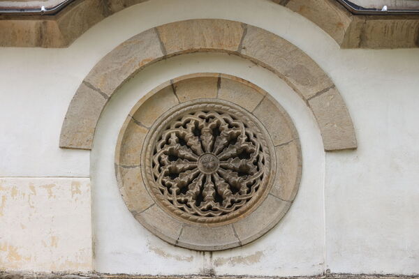 The rosette of the western facade of the church