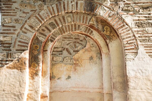 St. George or Nicetas on horseback and the martyrs in a vine scroll